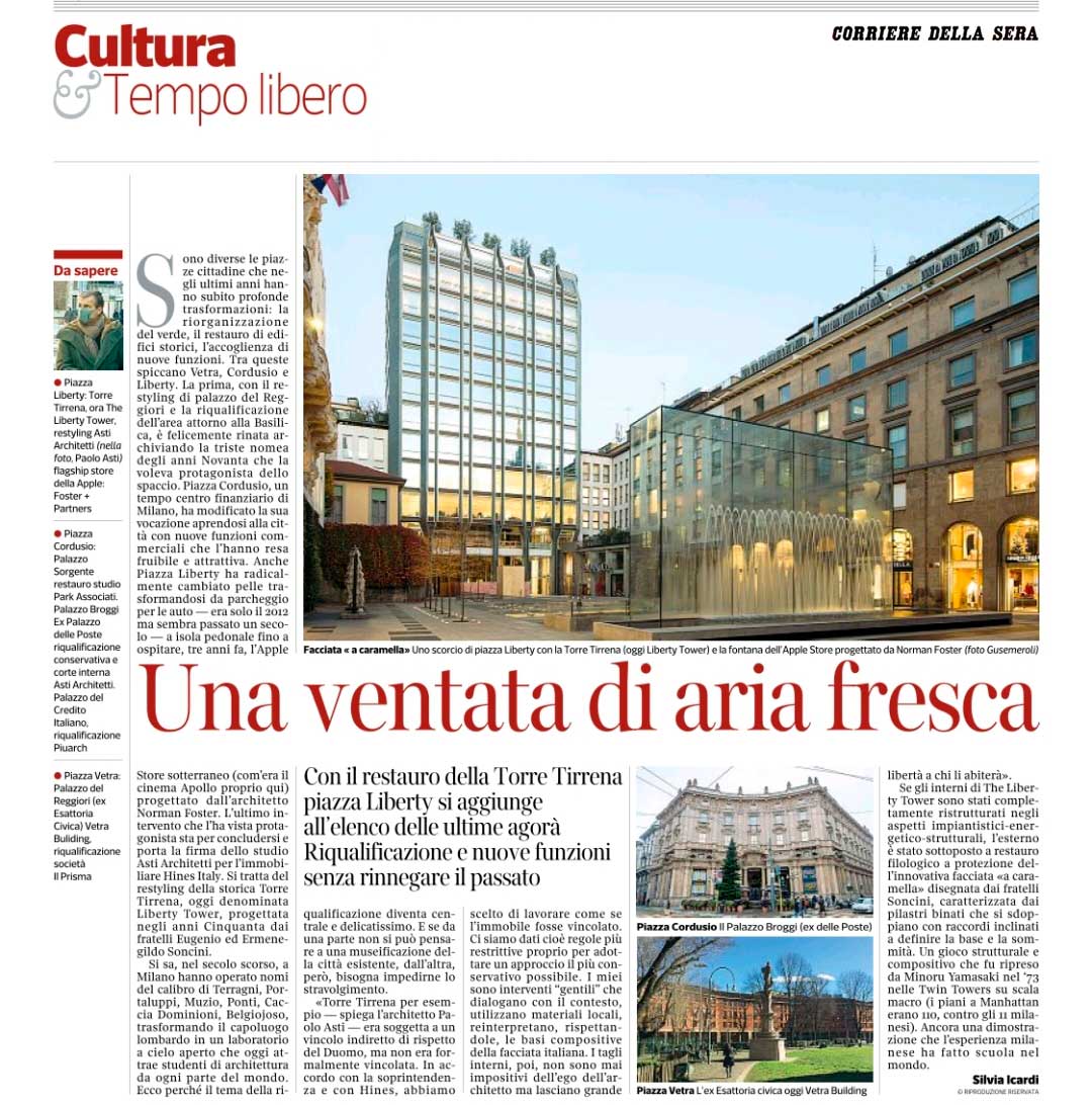 Corriere della sera Milano Asti Architetti Liberty Tower